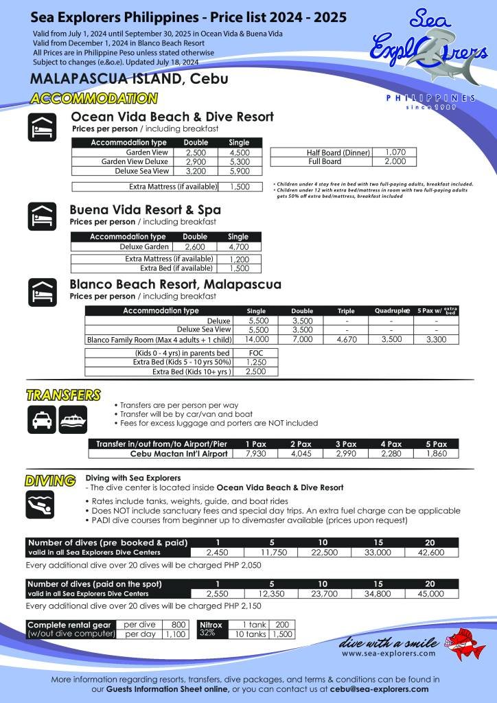 sea explorers philippines diving reates and packages