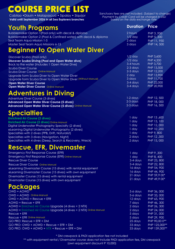 philippines padi dive courses 2025