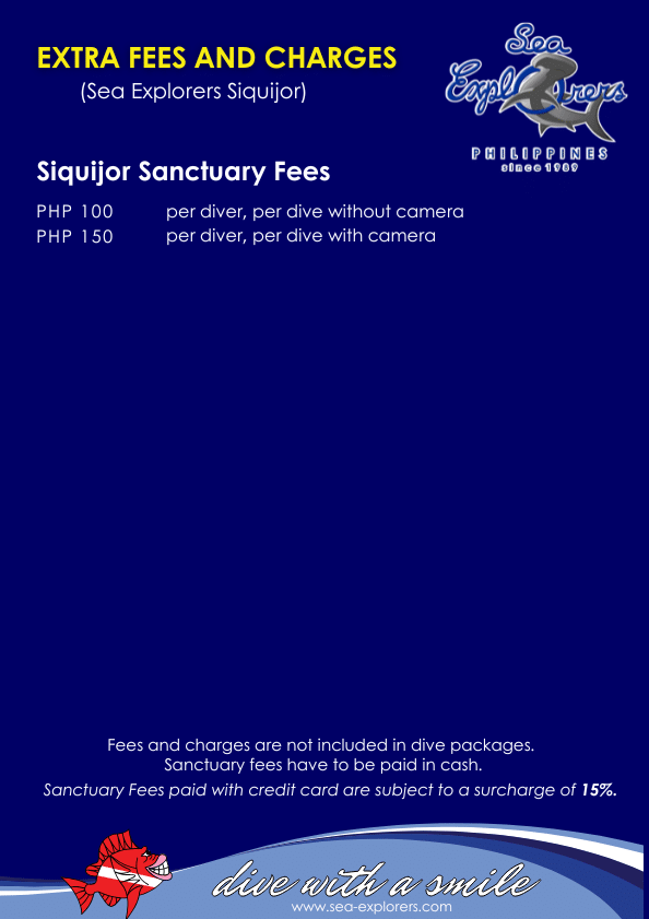 sea explorers siquijor extra fees and charges